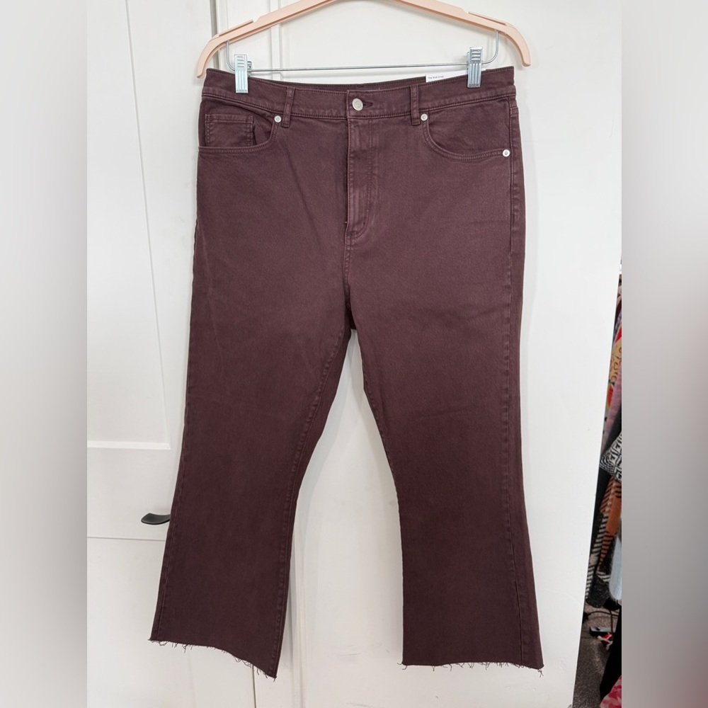 NWT LOFT Maroon Straight-Leg Crop Jeans
